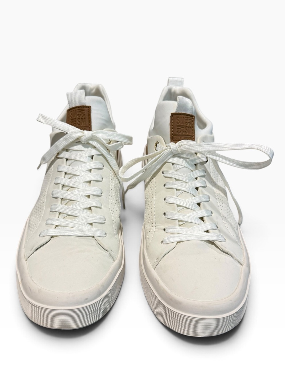 Steve Madden P-Pyper White & Tan Perforated Low Top Sneakers